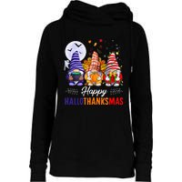 Halloween Thanksgiving Christmas Happy HalloThanksMas Gnomes Womens Funnel Neck Pullover Hood