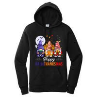 Halloween Thanksgiving Christmas Happy HalloThanksMas Gnomes Women's Pullover Hoodie