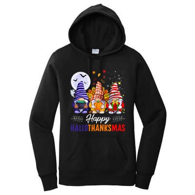 Halloween Thanksgiving Christmas Happy HalloThanksMas Gnomes Women's Pullover Hoodie