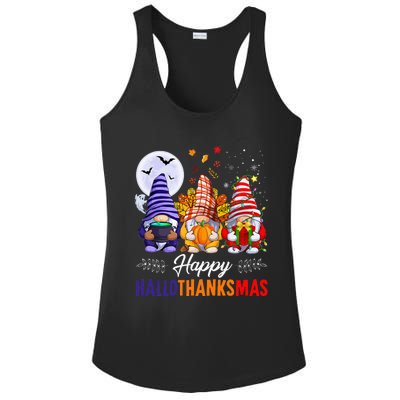 Halloween Thanksgiving Christmas Happy HalloThanksMas Gnomes Ladies PosiCharge Competitor Racerback Tank