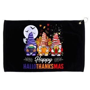 Halloween Thanksgiving Christmas Happy HalloThanksMas Gnomes Grommeted Golf Towel