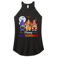 Halloween Thanksgiving Christmas Happy HalloThanksMas Gnomes Women's Perfect Tri Rocker Tank