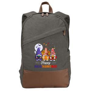 Halloween Thanksgiving Christmas Happy HalloThanksMas Gnomes Cotton Canvas Backpack