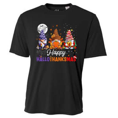 Halloween Thanksgiving Christmas Happy HalloThanksMas Gnomes Cooling Performance Crew T-Shirt