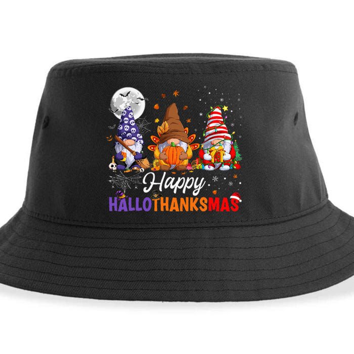 Halloween Thanksgiving Christmas Happy HalloThanksMas Gnomes Sustainable Bucket Hat