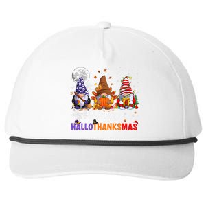 Halloween Thanksgiving Christmas Happy HalloThanksMas Gnomes Snapback Five-Panel Rope Hat