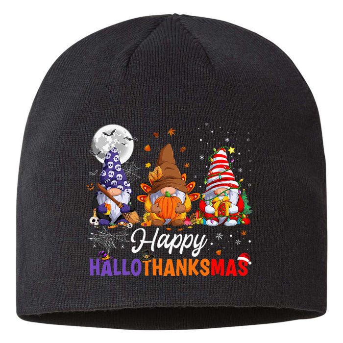 Halloween Thanksgiving Christmas Happy HalloThanksMas Gnomes Sustainable Beanie