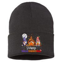 Halloween Thanksgiving Christmas Happy HalloThanksMas Gnomes Sustainable Knit Beanie