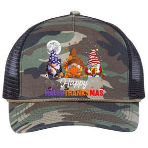 Halloween Thanksgiving Christmas Happy HalloThanksMas Gnomes Retro Rope Trucker Hat Cap