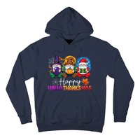 Halloween Thanksgiving Christmas Happy Hallothanksmas Gnomes Hoodie