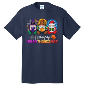 Halloween Thanksgiving Christmas Happy Hallothanksmas Gnomes Tall T-Shirt