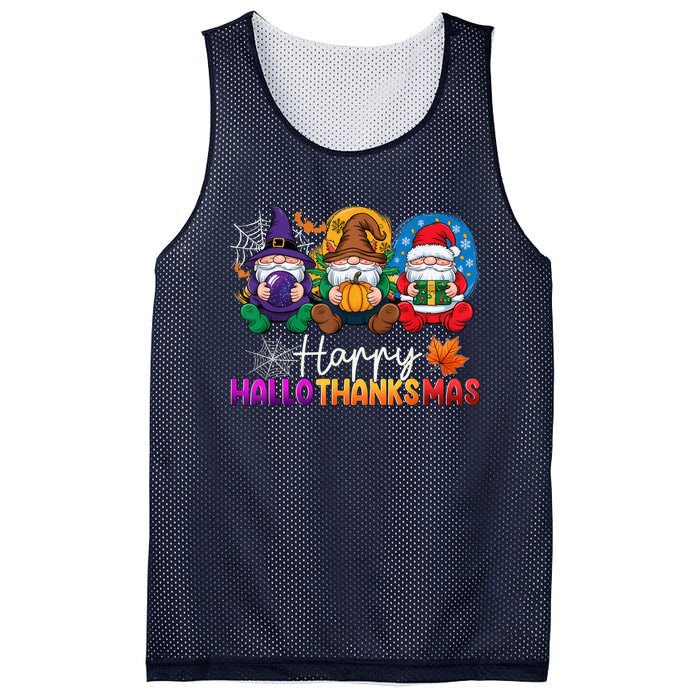 Halloween Thanksgiving Christmas Happy Hallothanksmas Gnomes Mesh Reversible Basketball Jersey Tank