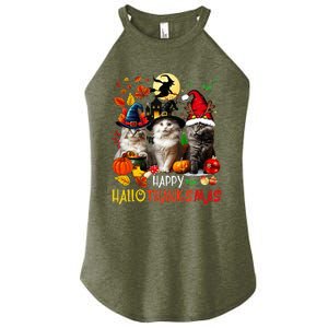 Halloween Thanksgiving Christmas Happy Hallothanksmas Cats Women's Perfect Tri Rocker Tank