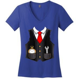 Halloween Train Conductor Costume Women's V-Neck T-Shirt