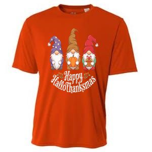 Halloween Thanksgiving Christmas Happy Hallothanksmas Gnomes Gift Cooling Performance Crew T-Shirt