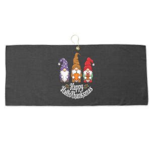 Halloween Thanksgiving Christmas Happy Hallothanksmas Gnomes Gift Large Microfiber Waffle Golf Towel