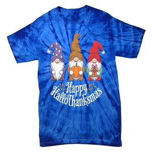 Halloween Thanksgiving Christmas Happy Hallothanksmas Gnomes Gift Tie-Dye T-Shirt