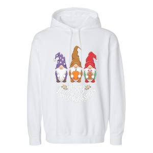 Halloween Thanksgiving Christmas Happy Hallothanksmas Gnomes Gift Garment-Dyed Fleece Hoodie