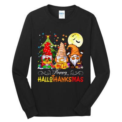 Halloween Thanksgiving Christmas Happy HalloThanksMas Gnomes Tall Long Sleeve T-Shirt