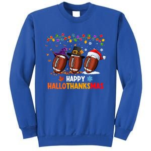 Halloween Thanksgiving Christmas Hallothanksmas Football Cool Gift Sweatshirt