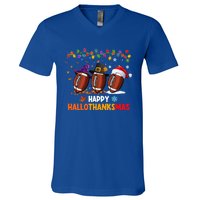 Halloween Thanksgiving Christmas Hallothanksmas Football Cool Gift V-Neck T-Shirt