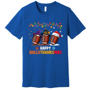 Halloween Thanksgiving Christmas Hallothanksmas Football Cool Gift Premium T-Shirt