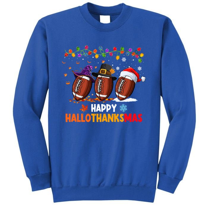 Halloween Thanksgiving Christmas Hallothanksmas Football Cool Gift Tall Sweatshirt