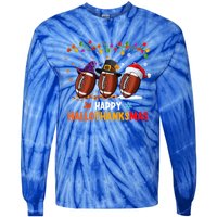 Halloween Thanksgiving Christmas Hallothanksmas Football Cool Gift Tie-Dye Long Sleeve Shirt