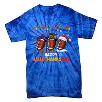 Halloween Thanksgiving Christmas Hallothanksmas Football Cool Gift Tie-Dye T-Shirt