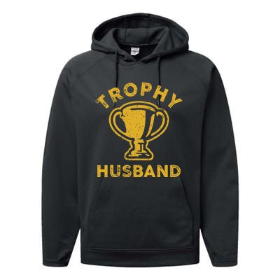 Husband Trophy Cup Vintage Retro Design Father's Day Gift Performance Fleece Hoodie