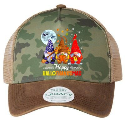 Halloween Thanksgiving Christmas Happy HalloThanksMas Gnomes Legacy Tie Dye Trucker Hat