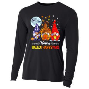 Halloween Thanksgiving Christmas Happy HalloThanksMas Gnomes Cooling Performance Long Sleeve Crew