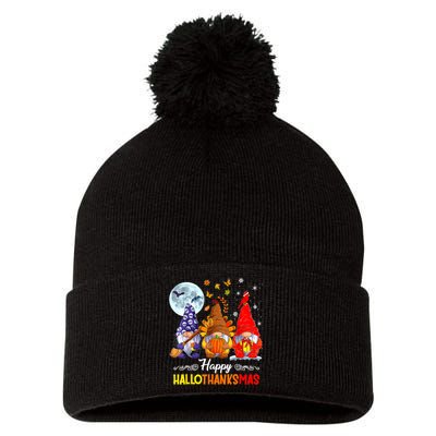 Halloween Thanksgiving Christmas Happy HalloThanksMas Gnomes Pom Pom 12in Knit Beanie