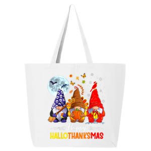 Halloween Thanksgiving Christmas Happy HalloThanksMas Gnomes 25L Jumbo Tote