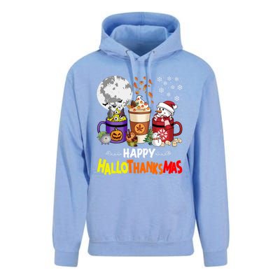 Halloween Thanksgiving Christmas Happy Hallothanksmas Coffee Cute Gift Unisex Surf Hoodie