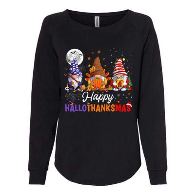 Halloween Thanksgiving Christmas Happy HalloThanksMas Gnomes Womens California Wash Sweatshirt