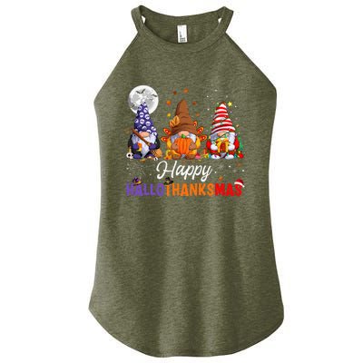 Halloween Thanksgiving Christmas Happy HalloThanksMas Gnomes Women's Perfect Tri Rocker Tank