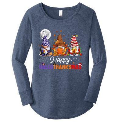 Halloween Thanksgiving Christmas Happy HalloThanksMas Gnomes Women's Perfect Tri Tunic Long Sleeve Shirt