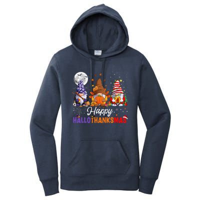 Halloween Thanksgiving Christmas Happy HalloThanksMas Gnomes Women's Pullover Hoodie