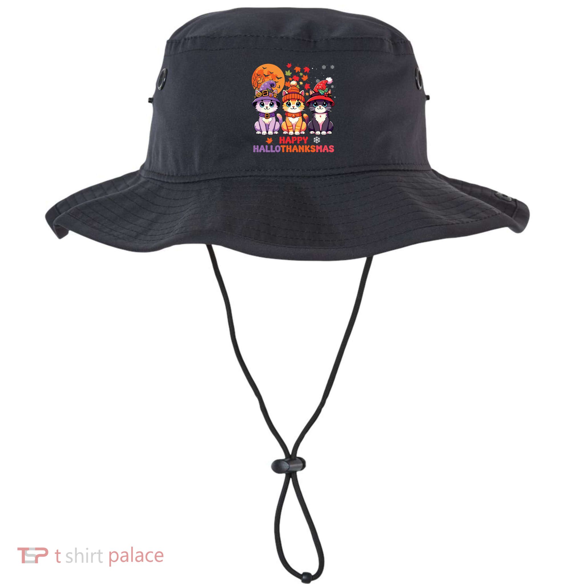 Halloween Thanksgiving Christmas Happy Hallothanksmas Cats Bucket Hat