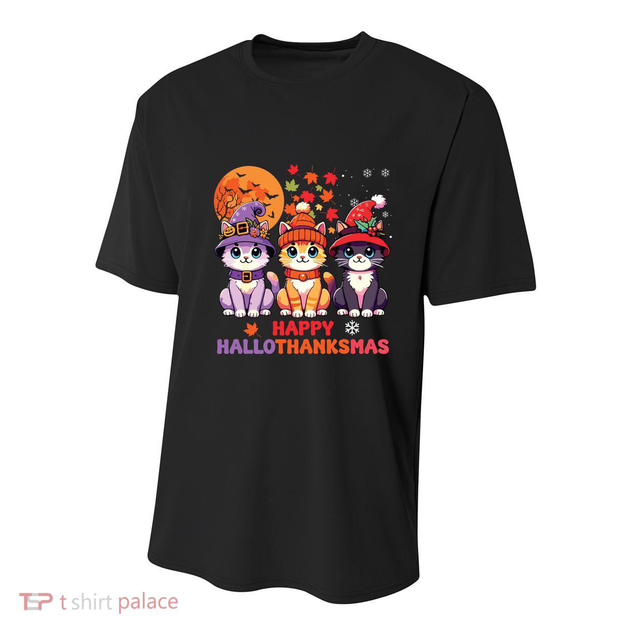Halloween Thanksgiving Christmas Happy Hallothanksmas Cats Youth Performance Sprint T-Shirt
