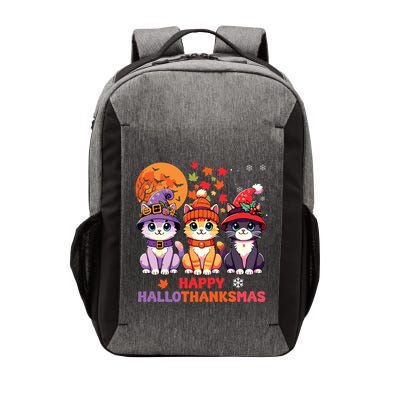 Halloween Thanksgiving Christmas Happy Hallothanksmas Cats Vector Backpack