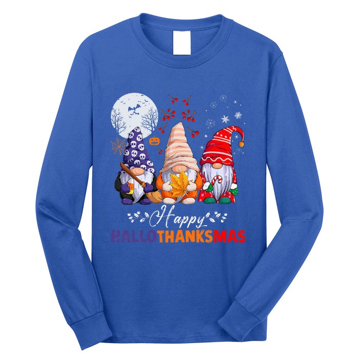 Halloween Thanksgiving Christmas Happy HalloThanksMas Gnomes Long Sleeve Shirt