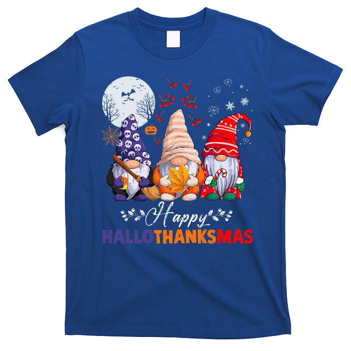 Halloween Thanksgiving Christmas Happy HalloThanksMas Gnomes T-Shirt