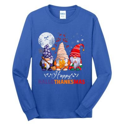 Halloween Thanksgiving Christmas Happy HalloThanksMas Gnomes Tall Long Sleeve T-Shirt