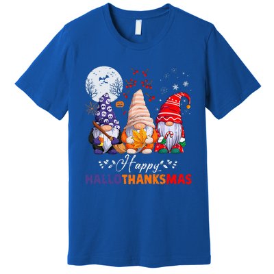 Halloween Thanksgiving Christmas Happy HalloThanksMas Gnomes Premium T-Shirt