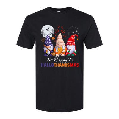 Halloween Thanksgiving Christmas Happy HalloThanksMas Gnomes Softstyle CVC T-Shirt