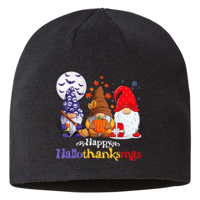 Halloween Thanksgiving Christmas Happy Hallothanksmas Gnomes Sustainable Beanie