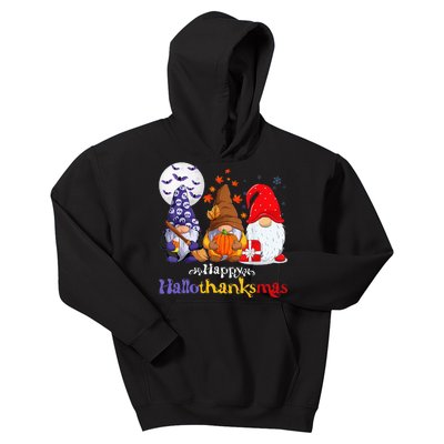 Halloween Thanksgiving Christmas Happy Hallothanksmas Gnomes Kids Hoodie