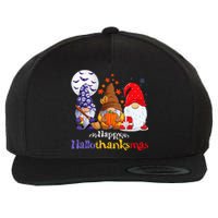 Halloween Thanksgiving Christmas Happy Hallothanksmas Gnomes Wool Snapback Cap